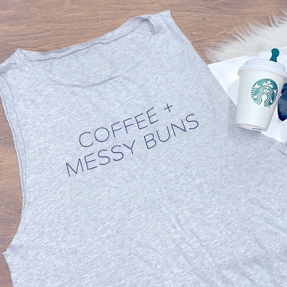 Coffee + Messy Buns grey tank - Picture 3 of 7